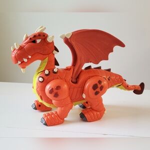 Imaginext Orange Dragon Figure 2007 Walks, Roars, Wings Flap Mattel